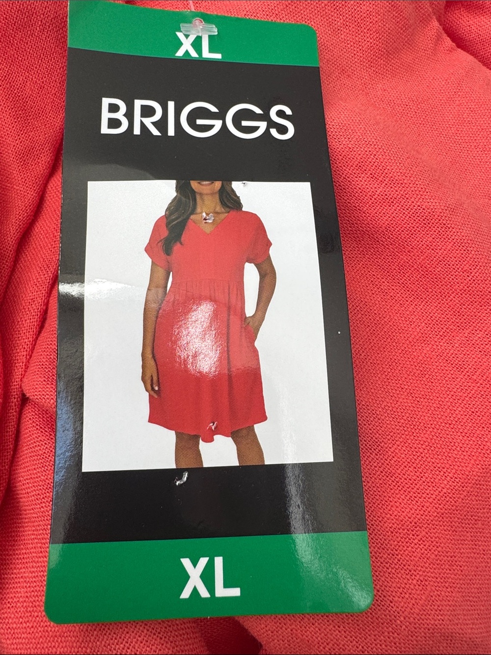 Briggs New York Coral V-Neck Short Sleeve Dress